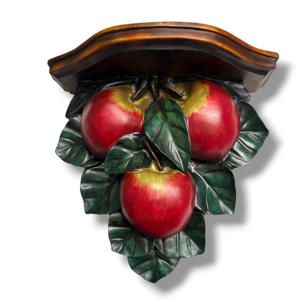 Vintage Style Red Apple Cluster Wall Corbel Shelf Kitchen Decor 3D Fruit Sconce